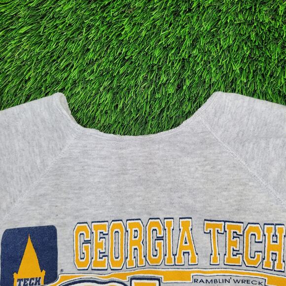 Vintage GT Yellow-Jackets Raglan Sweatshirt Large 22x22 Boxy - Picture 3 of 12